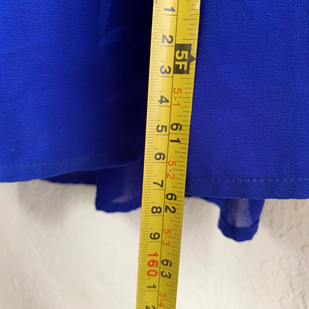 Lulus Maxi Dress XL Royal Blue Long Sleeve Chiffon Formal Wedding Guest Flowy - Picture 6 of 12